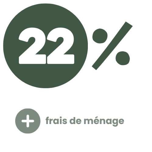 "Cercle vert foncé avec 22% et + frais de ménage"